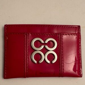 Coach Red Card Holder with Silver Accents